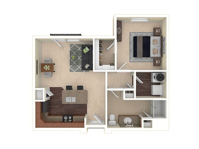 1 Bed • 1 Bath 1208 floor plan